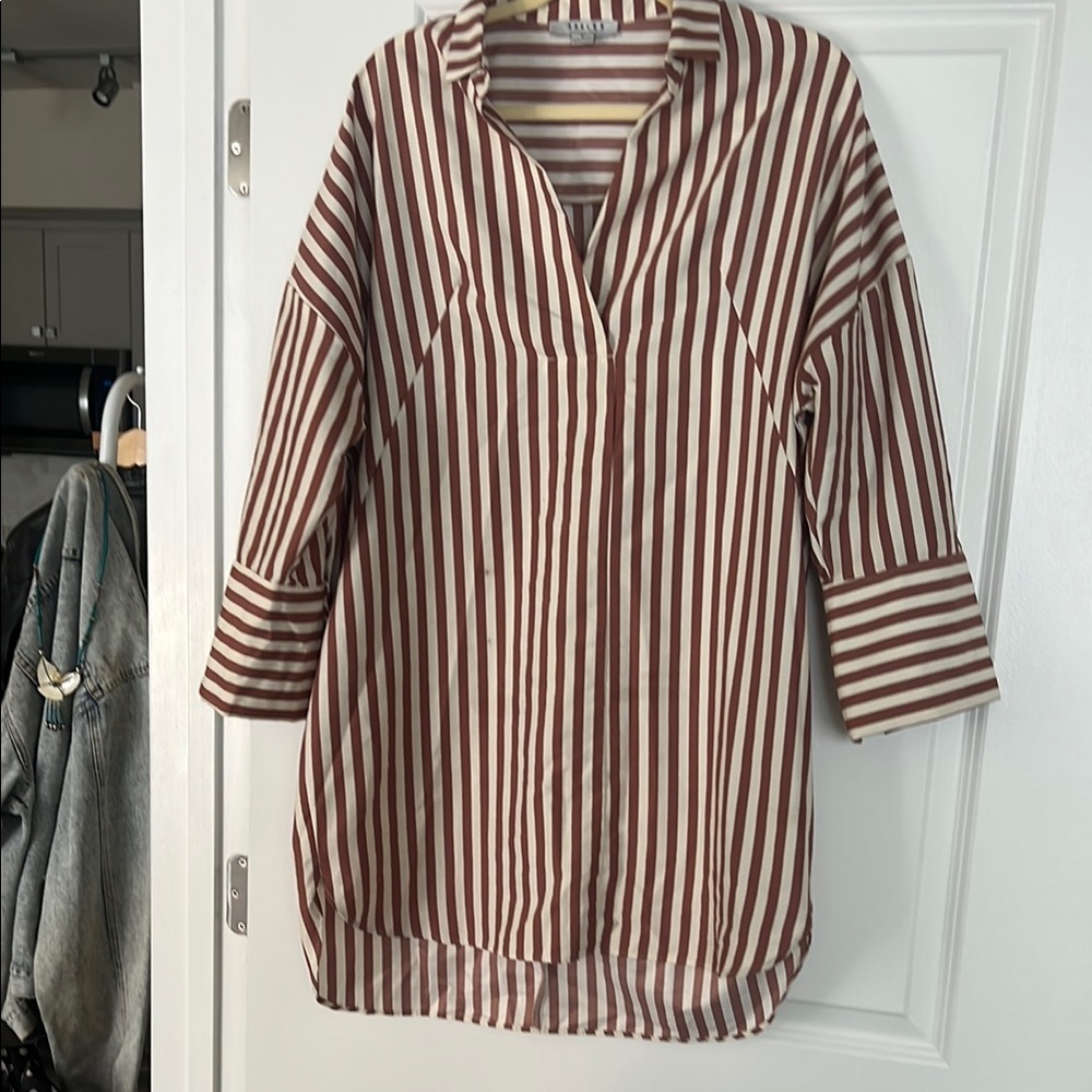 Striped Brown and White Women's Top
